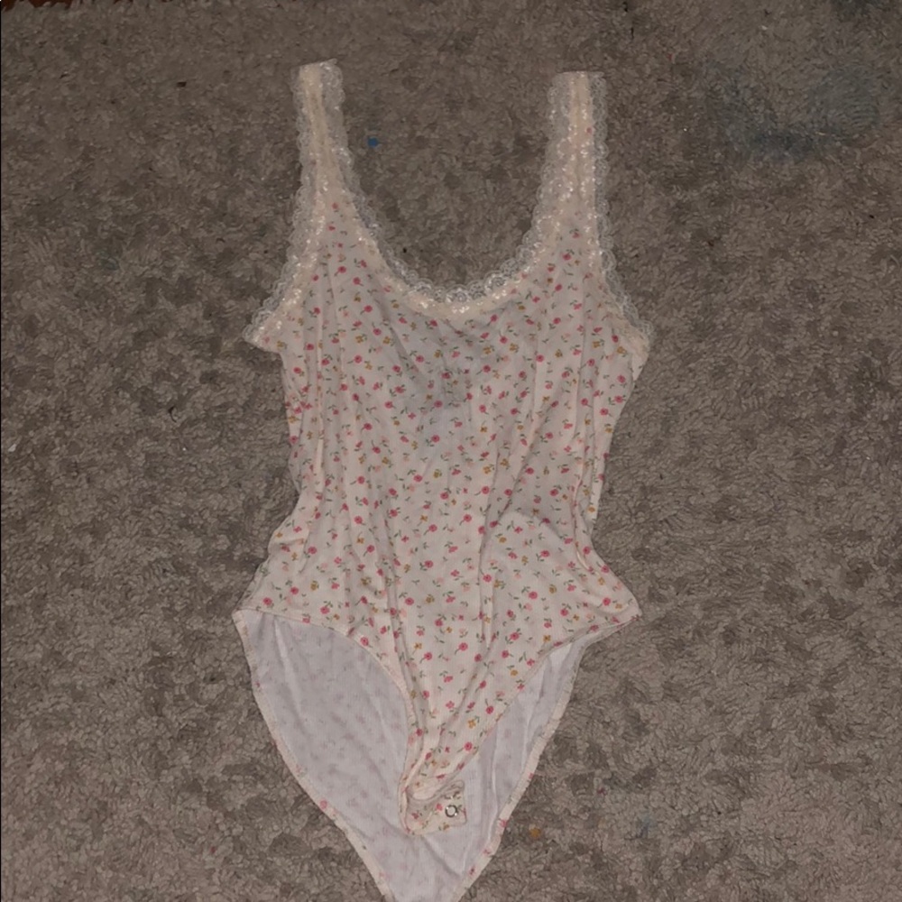 Floral White Tank Top Body Suit